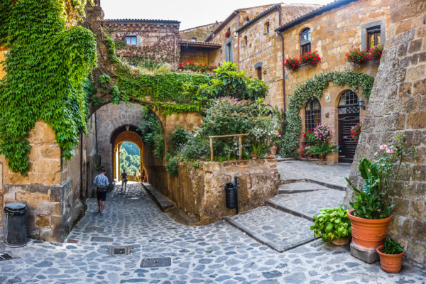 Idyllic alley way in civita di Bagnoregio, Lazio, Italy
